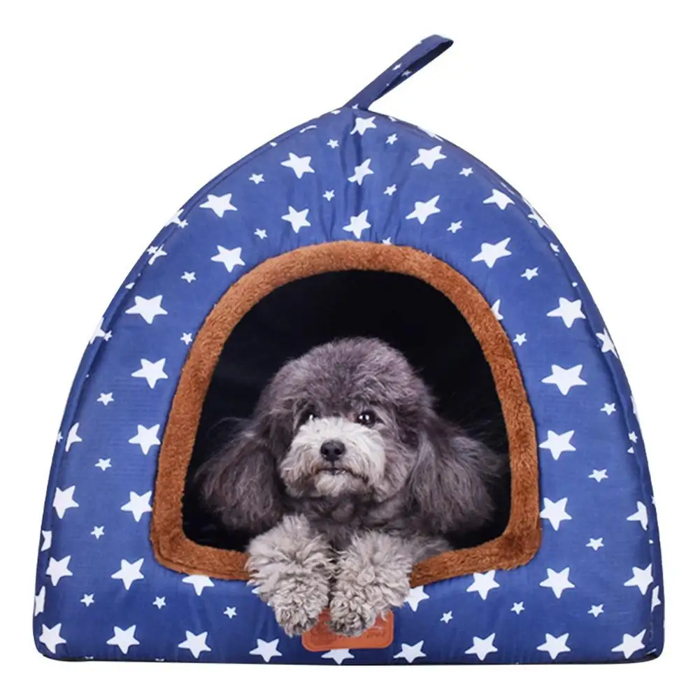 Pet Telt Hus Semi-lukket Behageligt Varme Yurt-stil Kennel Cat Litter Dog Hund Senge Tæppe Chihuahua 4