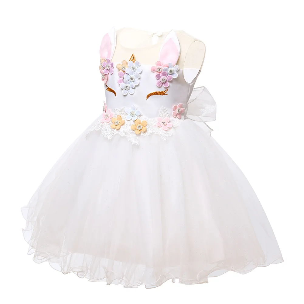 Baby piger prinsesse kjole 2019 nye unicorn flower party dress børn 1st fødselsdag kjoler til baby piger vestidos spædbarn kjoler 4