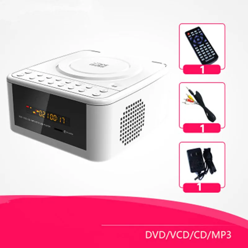 Bærbar DVD VCD CD-TF kort, U disk, MP3-afspiller repeater disc gentag lære maskine bluetooth-lyd, FM-radio, AUX-indgang LED-display 4