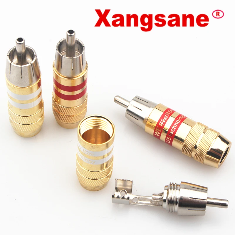 Xangsane 8STK 20PCS 50STK 100PCS forgyldt signal kabel plug power forstærker signal kabel plug feber audio RCA plug lotus 4