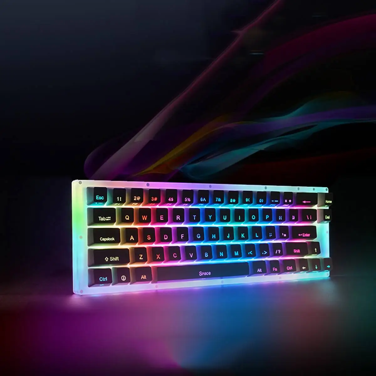 K66 Glaseret Farverige Gateron Skifte Mekanisk Tastatur 40Gbps Type -C 66keys 16,8 Mio RGB Krystallinsk Baseret Tastatur 4