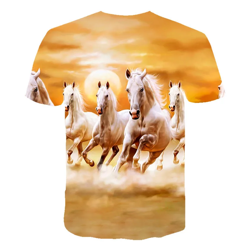 Dyr Hest 3D-Print Harajuku T-Shirt Børn, Baby Mode Afslappet kortærmet Drenge t-Shirts Toppe Streetwear Barn t shirt Tøj 4