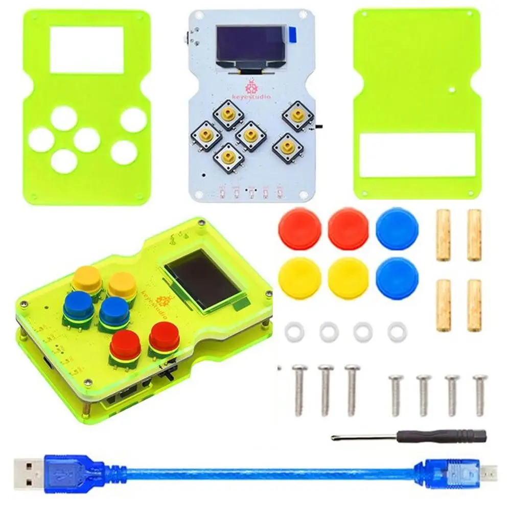 Keyestudio GAMEPI ATMEGA32U4 DIY Kit HandheldCon W/OLED-Spil Maskine Konsollen Starter Kit til Arduino kompatibel med ARDUBOY 4