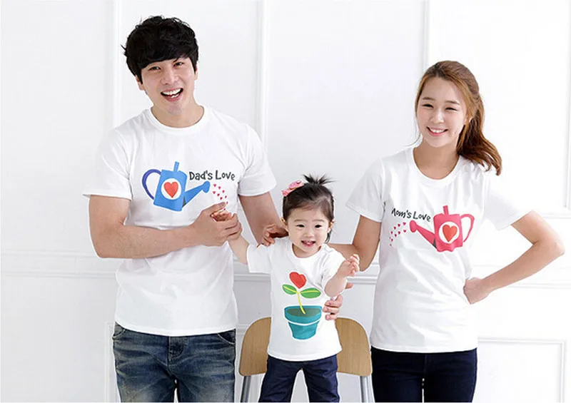 Familie sat dyrke Elsker Sommer Kort ærme T-shirt Matchende Family Tøj Outfits Til Mor, Datter Og Far, Søn 4