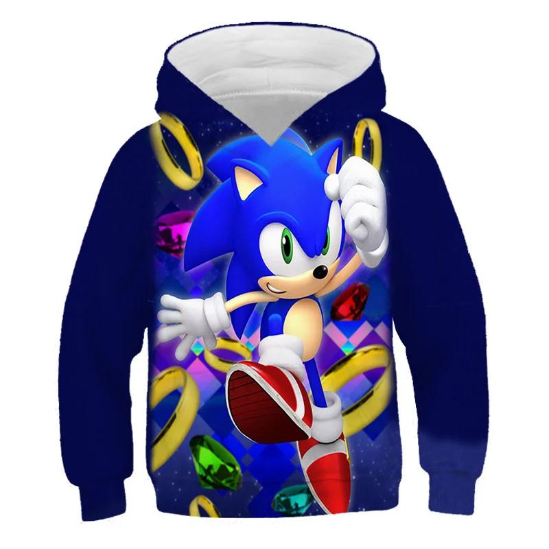 Super Sonic 3d-Hættetrøjer Børn Sweatshirt Pels Lange Ærmer Pullover Tegnefilm Træningsdragt, Sweatshirt Hætte/pants/familie Tøj 4