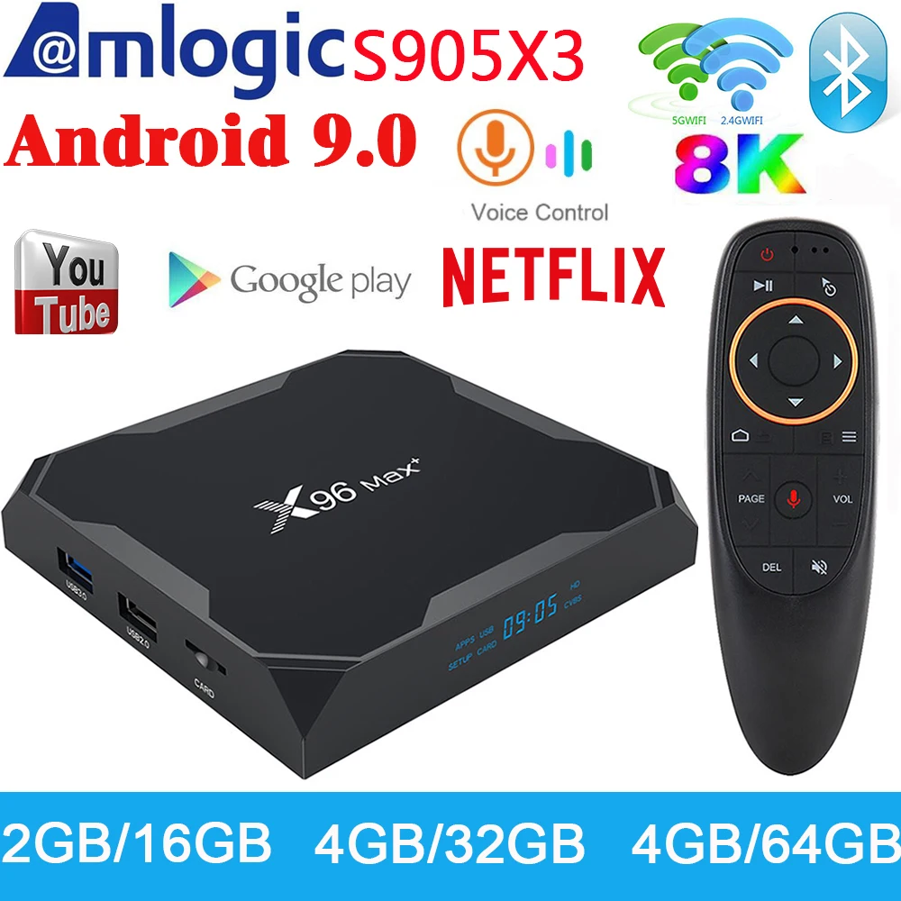 Android-9-TV-Boksen X96 Antal Amlogic S905x3 8K Smart Media Afspiller 4GB RAM, 64GB ROM X96Max Set-top-Boks 2G16G Quad Core 2,4 G&5G Wifi 4