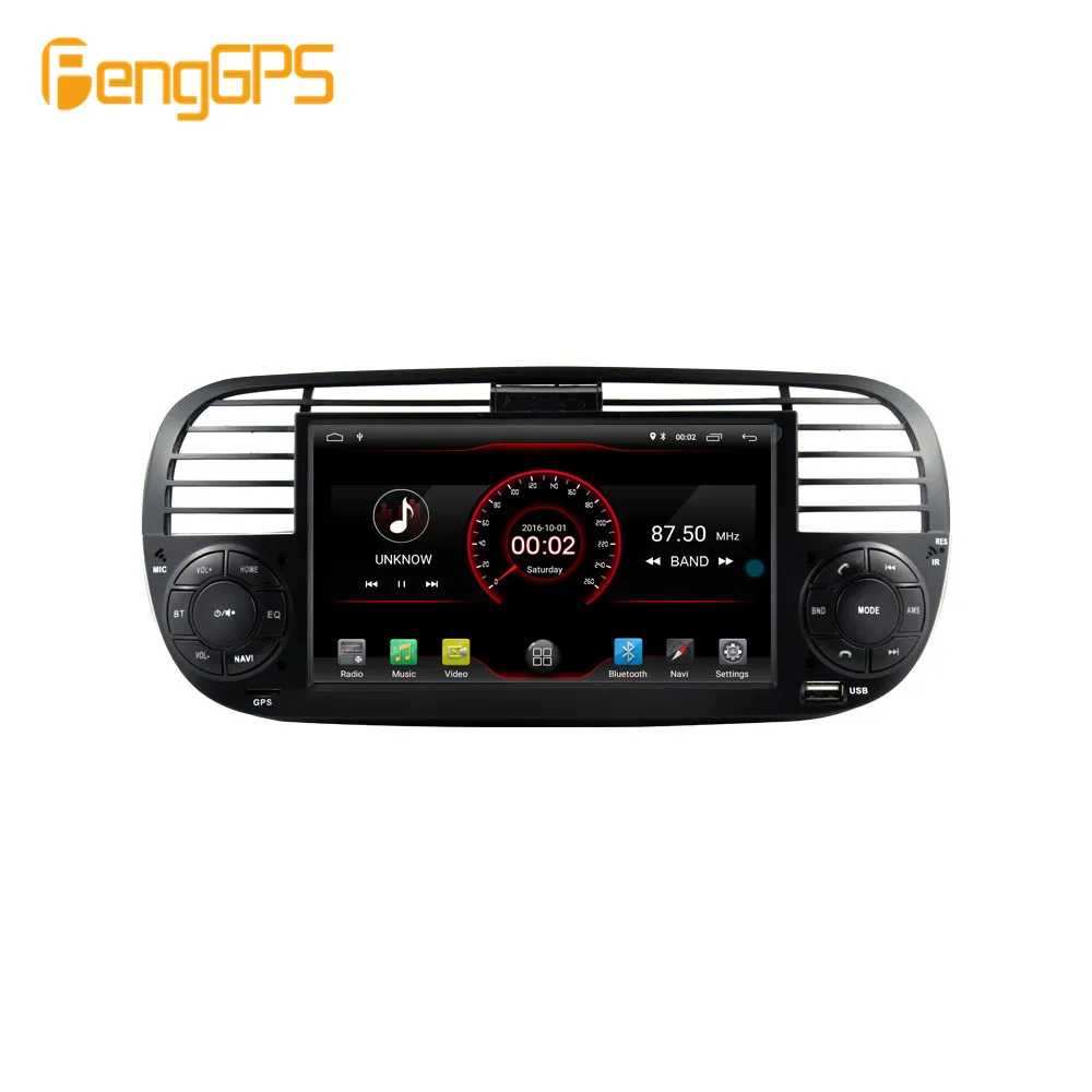 Android9.0 Bil gps multimedia DVD-afspiller til FIAT 500 2007 2008 2009 2010 Navigation, auto stereo med wifi, bluetooth radio 4