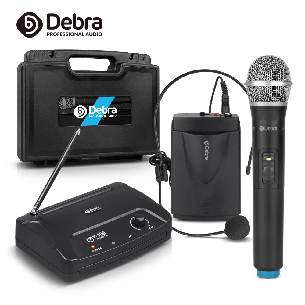 Debra mini V-100 VHF Trådløse Mikrofon-System Med Bærbare Sag og Håndholdte eller Lavalier eller Heatset for karaoke 4
