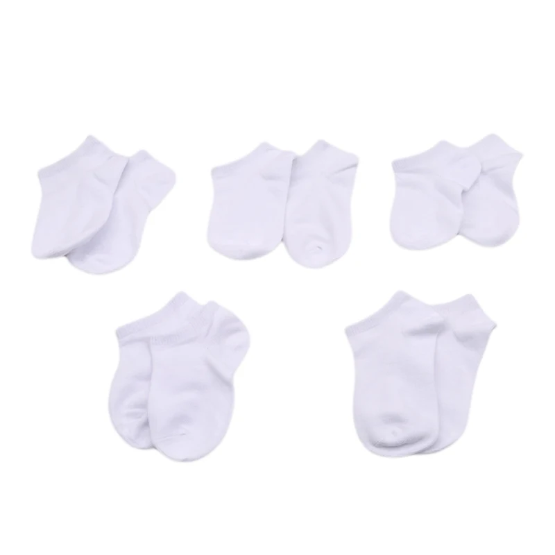 5Pairs/Masse Baby Hvid Dreng Sokker Foråret Style Solid Tynd Blød Bomuld Børn For Drenge og Piger Sport Studerende Sokker 2-12 År 4