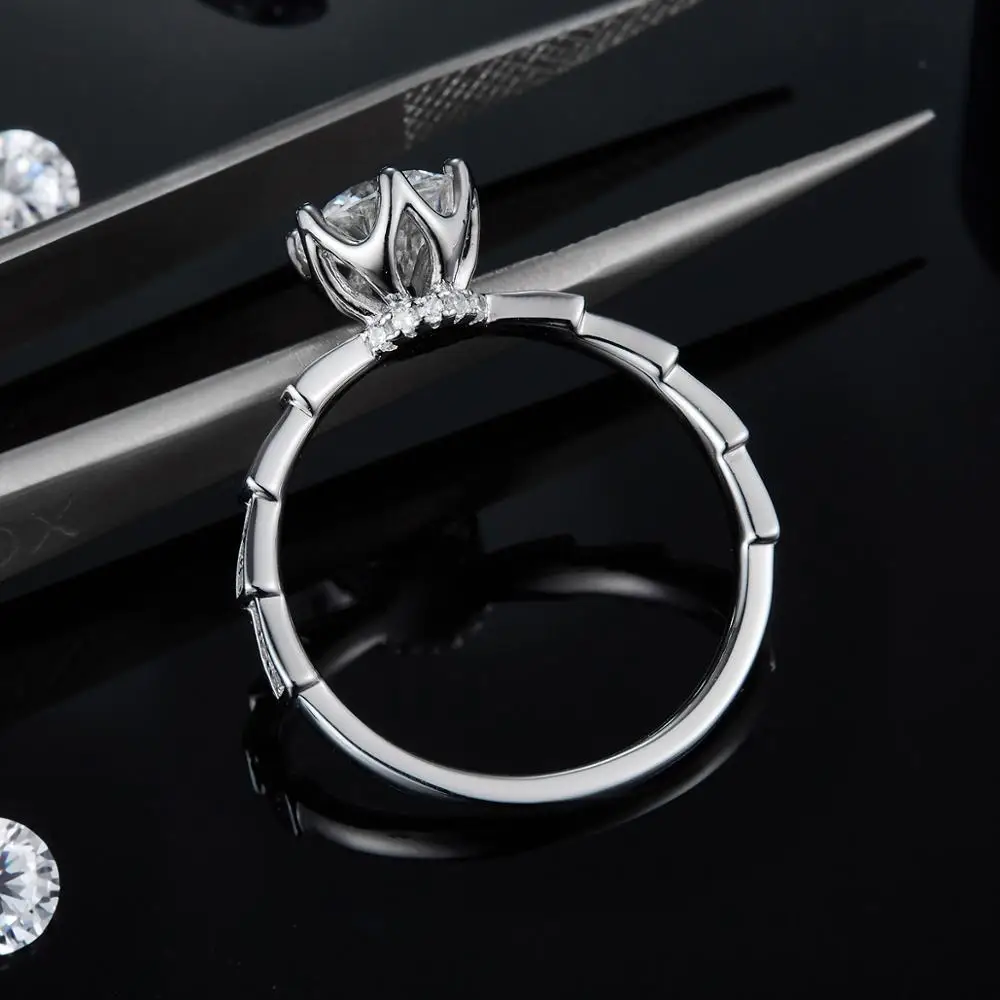 PERLE ' S BALLET 925 Sterling Sølv Moissanite Ring 1ct D Farve Moissanite Diamant Kvinders Engagement Ring Pass Diamant Test 4