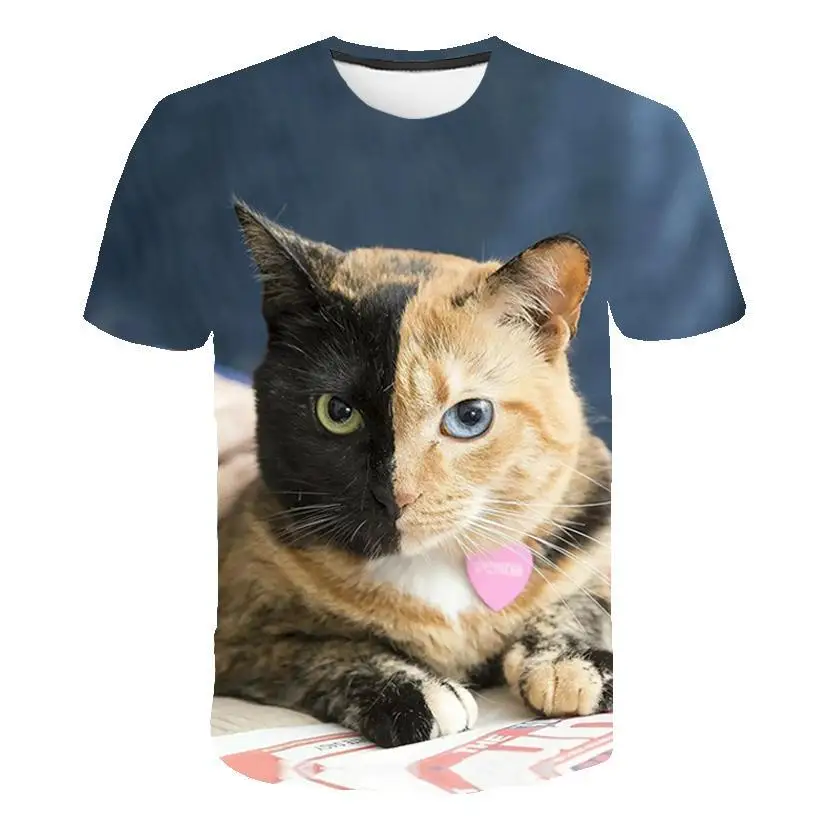 Siyah ve beyaz kedi T-shirt sevimli kedi dase 3DT t-Shirt elenceli kedi gmlek T-shirt yaz Casual kadn st T-shirt 4