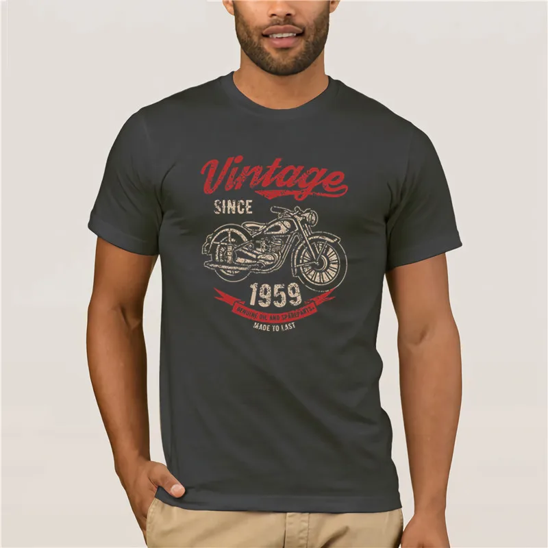 Tshirt mænd Vintage Siden 1959 Fødselsdag, Gave, Motorcykel Cykel Bomuld personlighed T-shirt 4