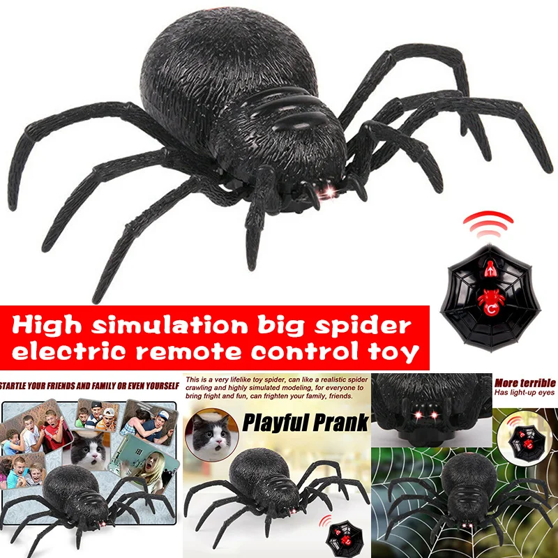 Skræmmende Uhyggelig Simuleret Spider Fjernbetjening Legetøj Sjov Kids Barn Halloween Party Indretning AN88 4
