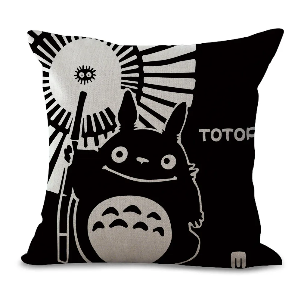 Søde tegneserie Totoro pude dække bomuld, linned pude dække for sofa hjem dejlige dyr funda cojines 45x45cm 4
