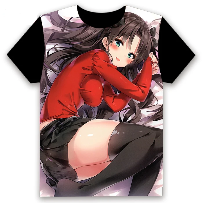 Kortærmet T-shirt Animationsfilm Fate/stay night Rin Tohsaka Cosplay Korte Ærmer Unisex Studerende Casual Black Tee Sommer Mode Shirt 4