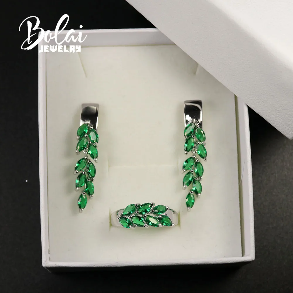 925 sterling sølv Smykker Sæt rusland nano emerald øreringe og ring, god håndværksmæssig kvalitet smykker til kvinder gave 4