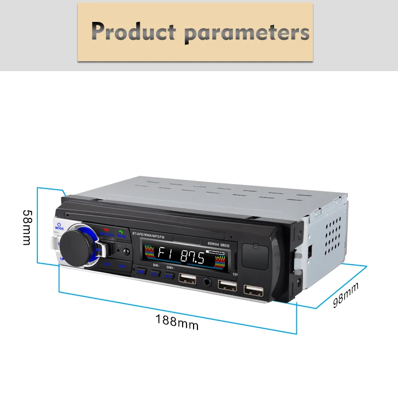 508 Bil Radio SD U Disk Afspilning MP3 Bluetooth-3-USB-3.1 18.8 * 5.8 * 8.8 cm DC12V Magnetiske Mobiltelefon Holder Vært Afspiller 4