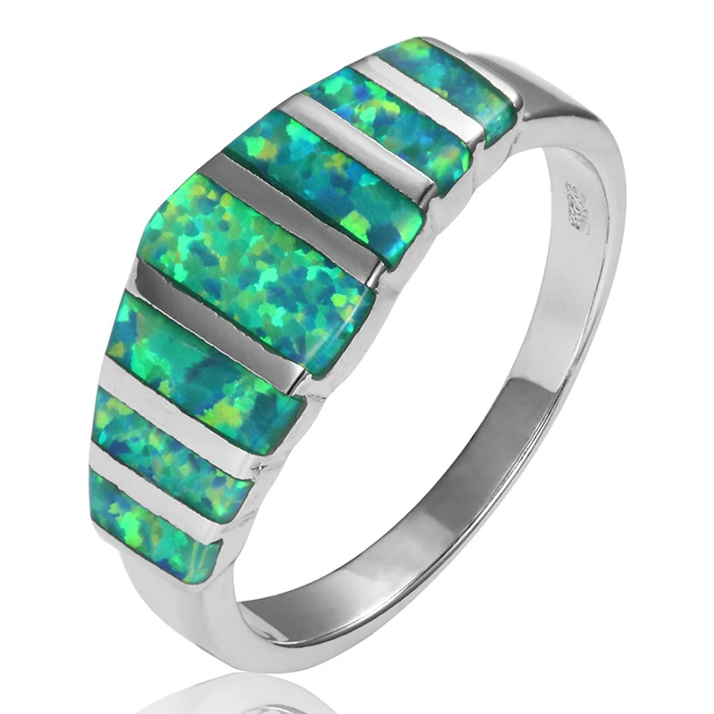AMORUI Geometriske Rainbow Opal natursten Ringe Sølv Farve Kobber Søde piger/Romantisk Ringe Til Kvinder Finger Smykker 4