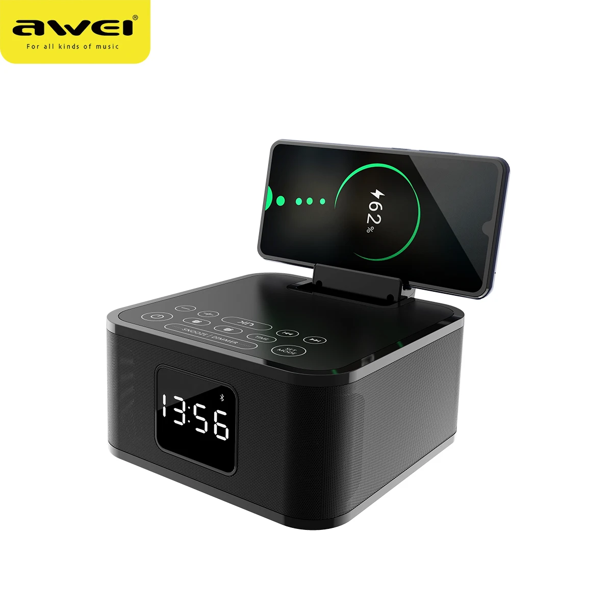 Awei Y332 Multi-funktion Bluetooth Højttaler Med FM-Telefon Trådløse Oplader Telefonen Holder 8000mAh 4