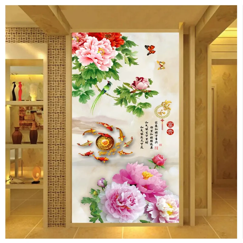 Beibehang Custom mode tapet tre-dimensionelle præget lotus ny Kinesisk blæk maleri veranda baggrund vægmaleri 3d tapet 4