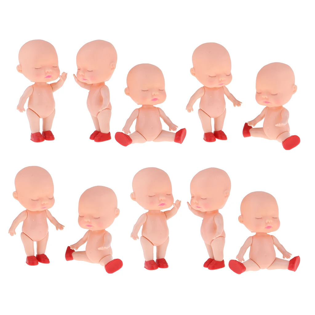 10 Stykker Sød Vinyl Nyfødte Sovende Baby Doll 8,5 cm Vaskbar For Kids Legetøj 4