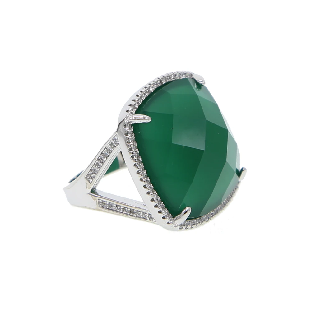 2019 Nye Luksus AAA Cubic Zirconia Geometriske stor Kvadratisk Form grønne 19mm Sten Ringe til Kvinder mode bryllup Gave Ring Smykker 4