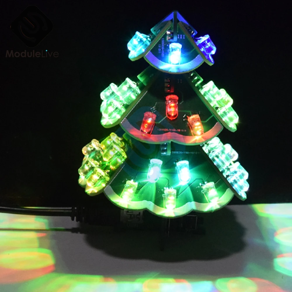 DIY 3D Musik juletræ Lodning Praksis Electronic Videnskab Samle Kit 7 Farve Blinkende LED PCB med Fjernbetjening 4
