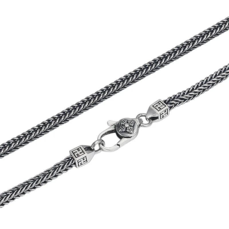 Autentisk 925 Sterling Sølv Trendy Mænd Kæde til Vedhæng Halskæde 4,0 mm Tykkelse Halskæde Kæde Smykker, Unisex 4