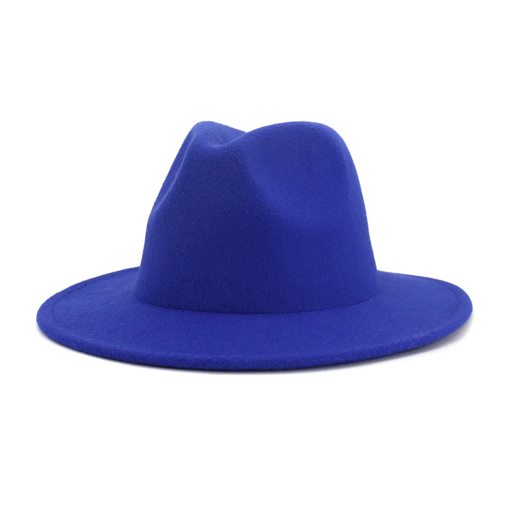 Patchwork Royal Blå Rosenrødt Matchende Uldne Følte Fedora Hat Nationale Stil, Mænd, Kvinder, Par,' Cap Jazz Fladskærms Randen Hat 4