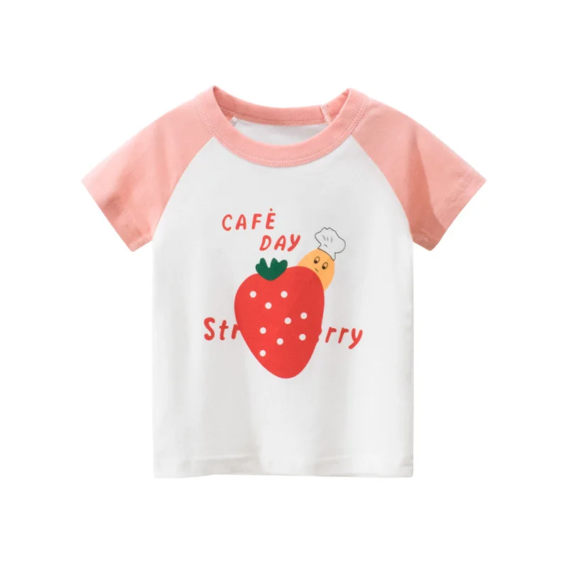 Børn Grils T-Shirts Tegnefilm Print Kids Baby Toppe Kortærmet T-Shirt Børn Cotton Pink T-Shirts T-Shirts Nye Ankommer 2020 4