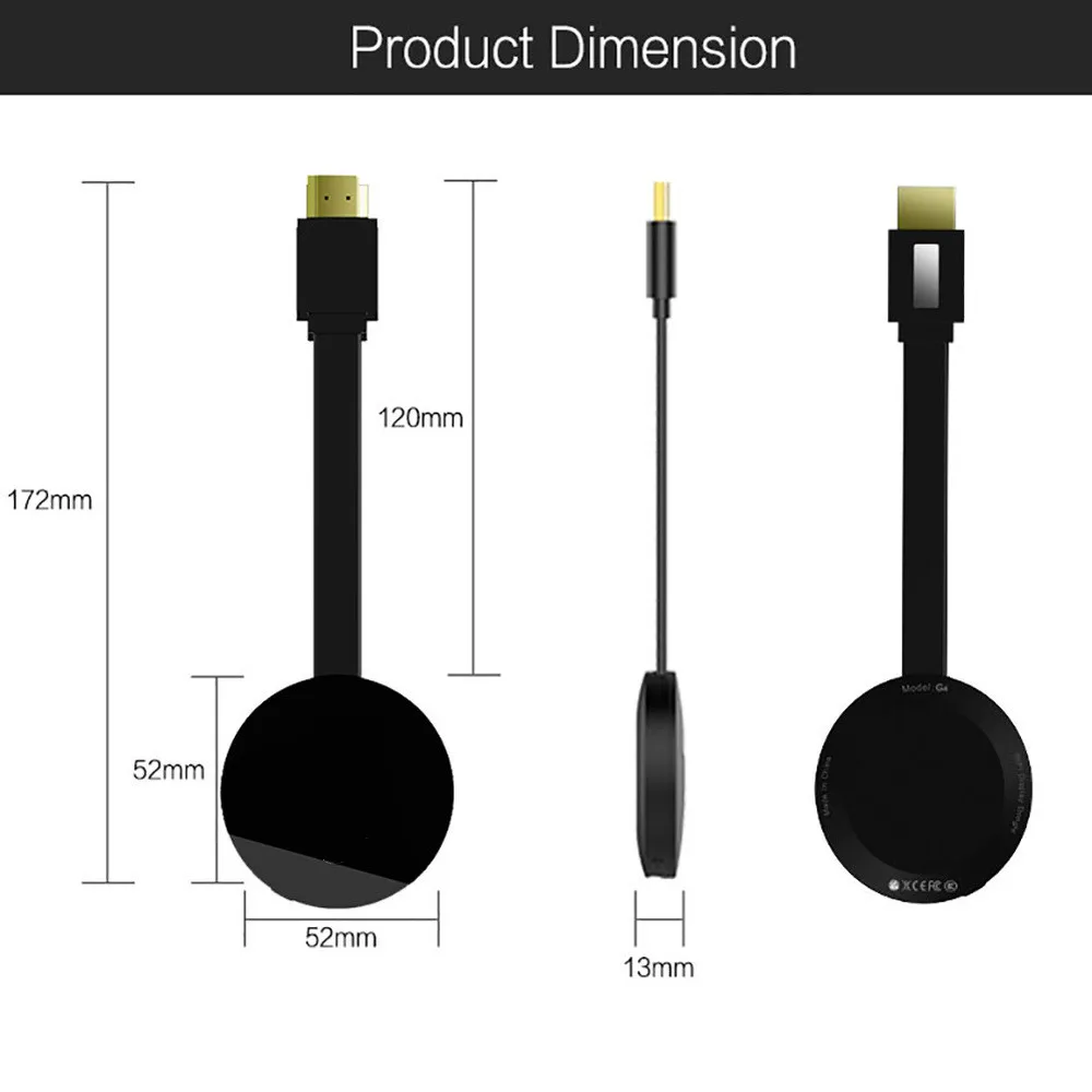 G4 TV Stick Smart TV Dongle til Android Miracast WiFi HDMI-kompatibel Adapter den Trådløse TV-Skærm Dongle mediestreamer Stick 4