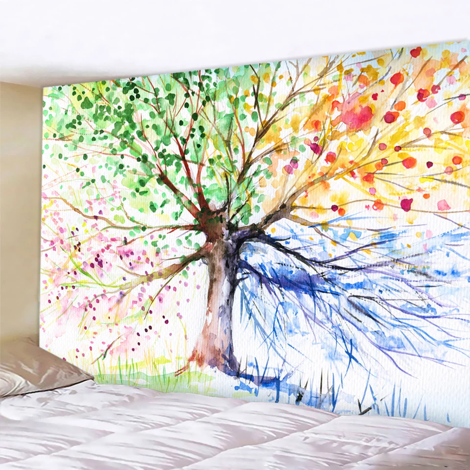 Træet Blæk Maleri Tapetet Hjemme I Art Deco-Stil, Sofa, Tæppe Hippie Soveværelse Sengelinned Boheme-Indretning Mandala Yoga Måtten 4