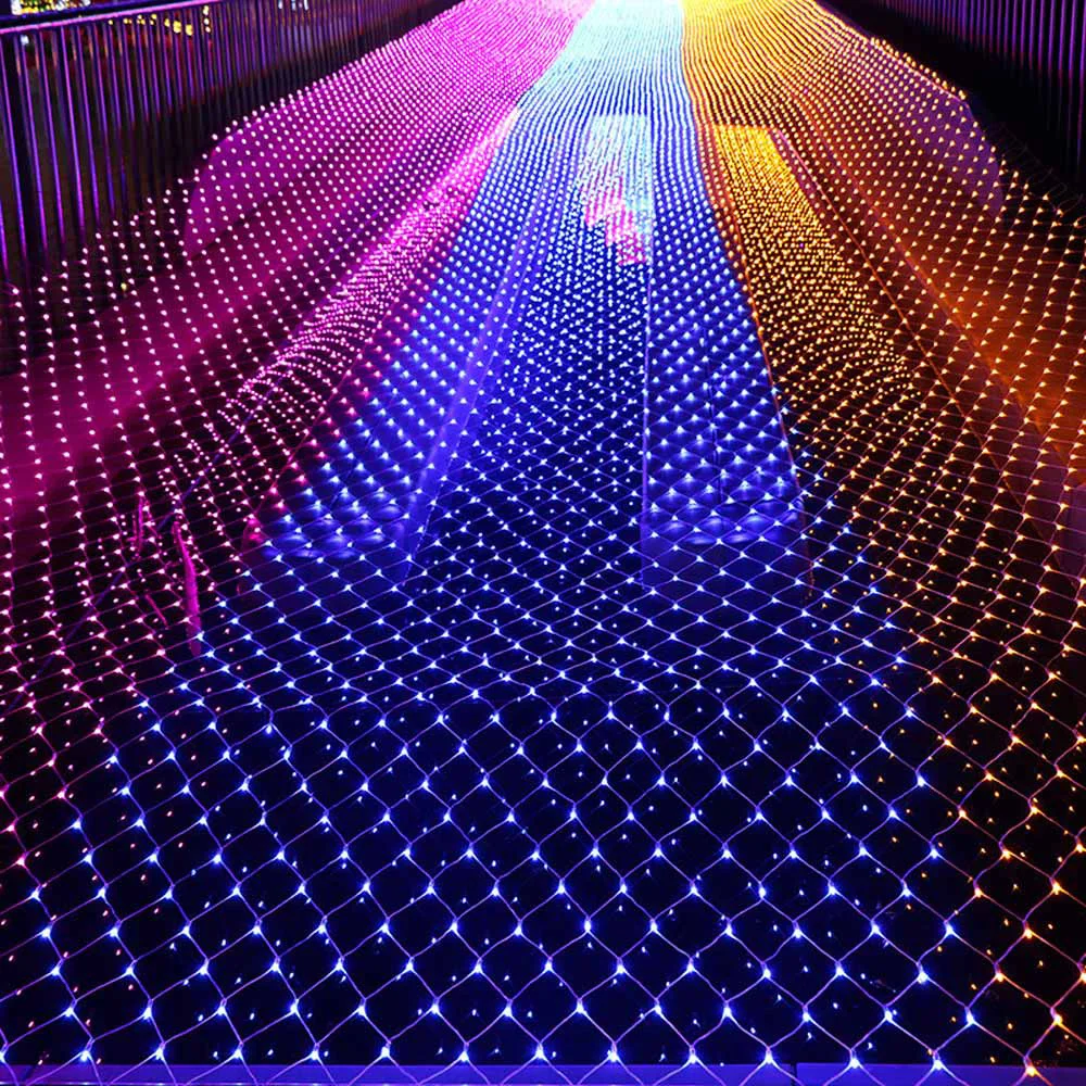 LED kulørte Lamper Udendørs Jul Dekoration Vandtæt 220V 110V Have Bryllup Part Indretning Mesh Net Gardin String Belysning 4