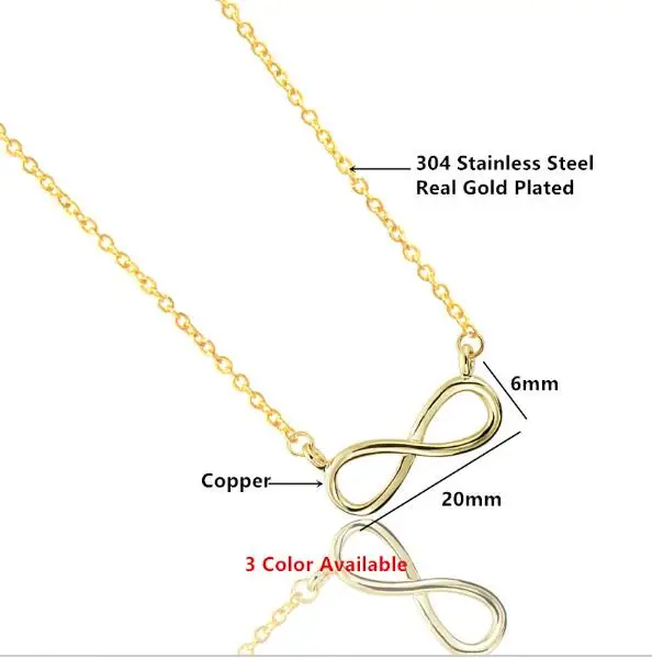10STK Mode Nummer 8 Heldig Infinity-Halskæde Famme Guld Kæde Smykker Tilbehør Uendelig Simpelt Design Venskab Gave 4