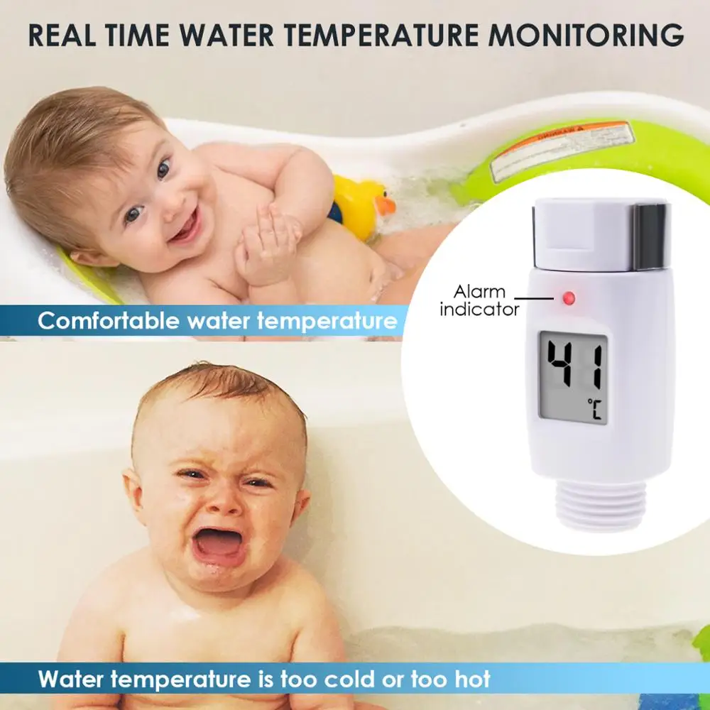 Vandtæt Digital Badekar med brusehoved Vand Temperatur 0~69 Grader Celsius Termometer med en Alarm LED Lys 4