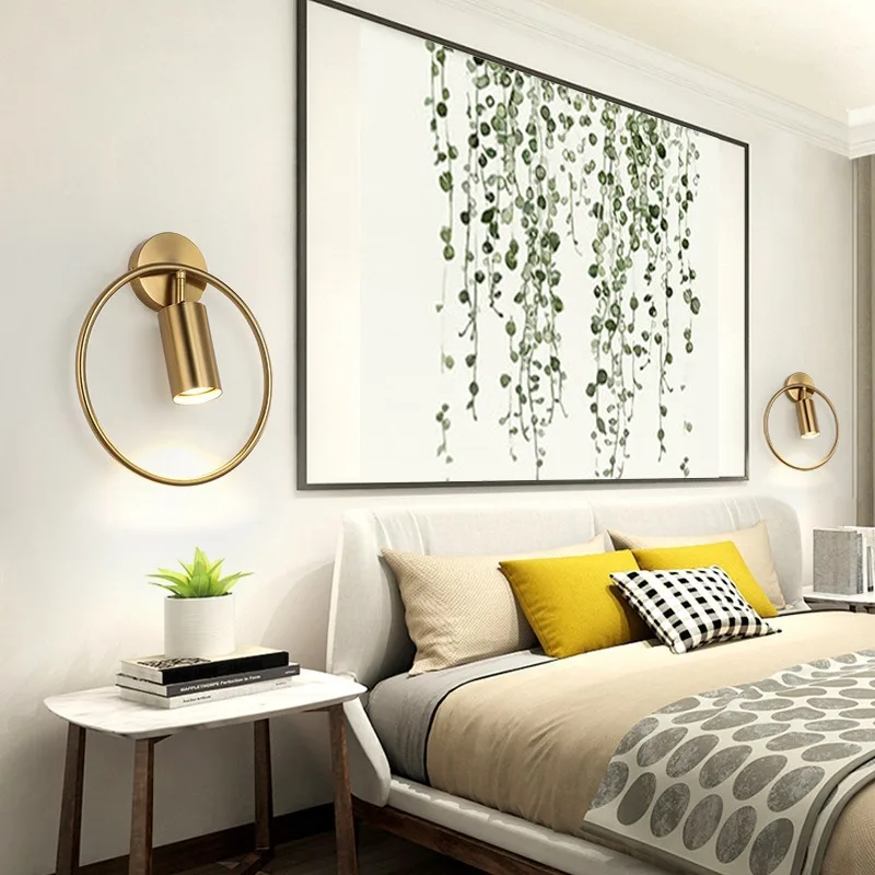 Nordiske kreative soveværelse sengelampe, moderne lys luksus væglampe hotelværelse galvanisering runde LED Golden droplight LB71804 4