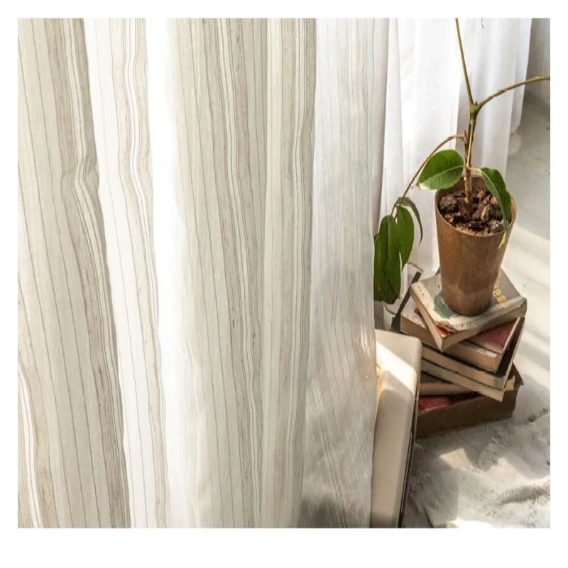 Japansk type kontrakt bomuld stripe gardin garn er brugt på balkon gaze skygge køkken soveværelse stue gardin 4