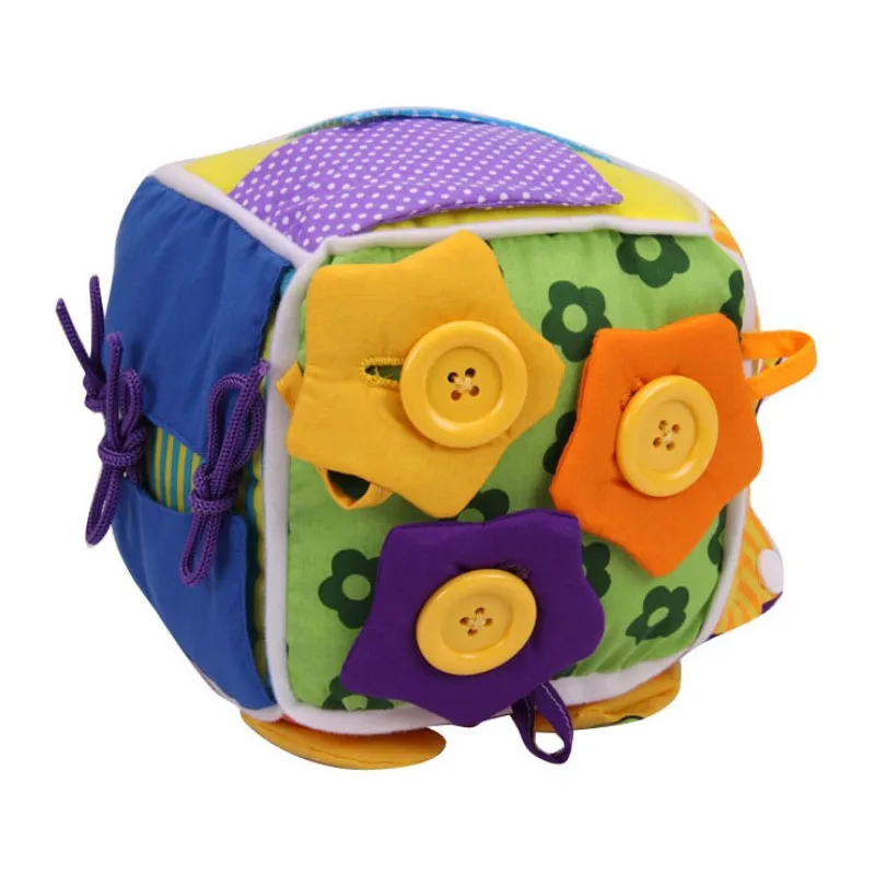 Baby Pædagogisk Legetøj Baby Læring Montessori Toy Klud Lære At Klæde Cube Fyldte Rasle Pædagogiske Lille Barn Legetøj 13-24 Måneder 4