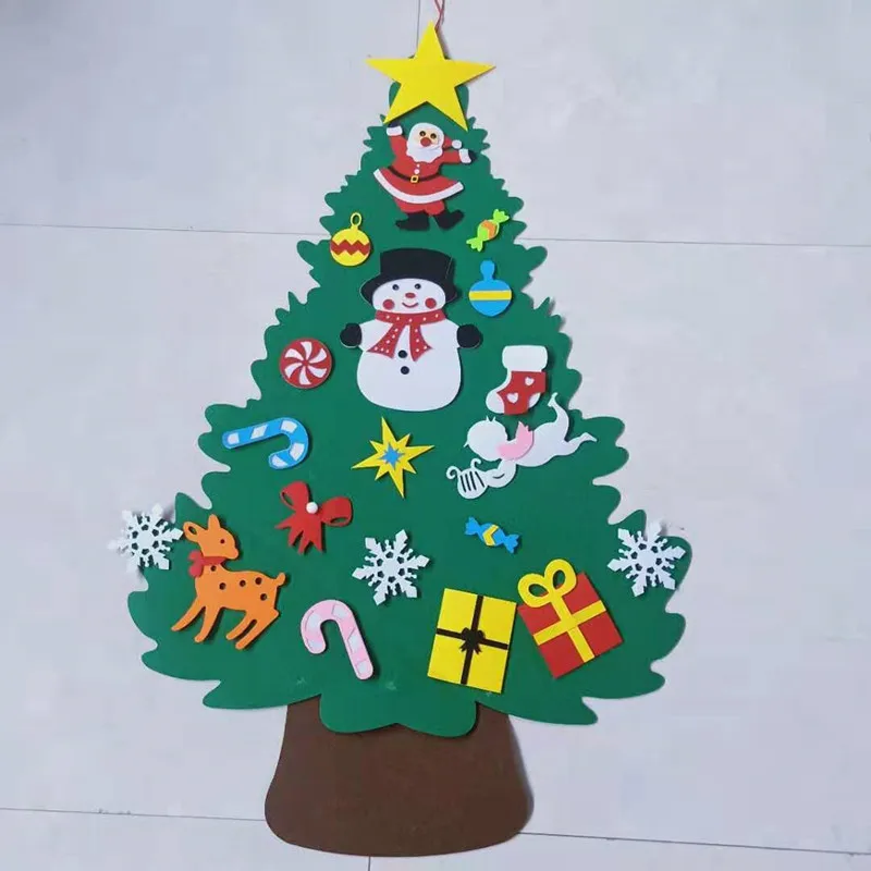 20PCS juletræ Væggen Hænger Udsmykning DIY Følte Vedhæng Klistermærker Xmas Ornamenter Børn Gave Home Party Ferie Væg Kunst 4