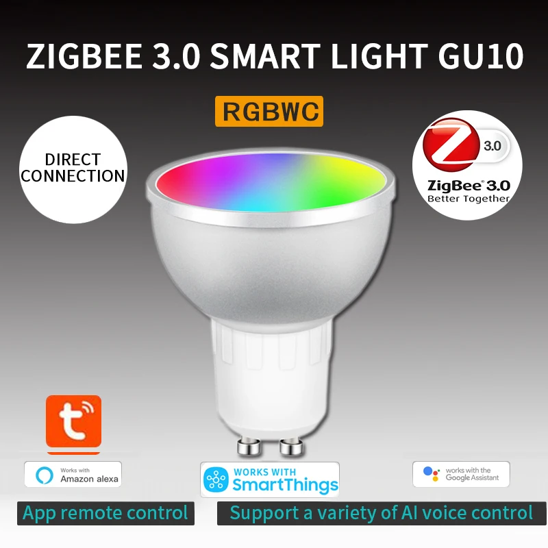 Zigbee 3.0 Smart LED GU10 Pære RGB 5W Dæmpbar Philips Hue Tuya Smart Liv Alexa Echo Google Startside Assistent Smartthings 4