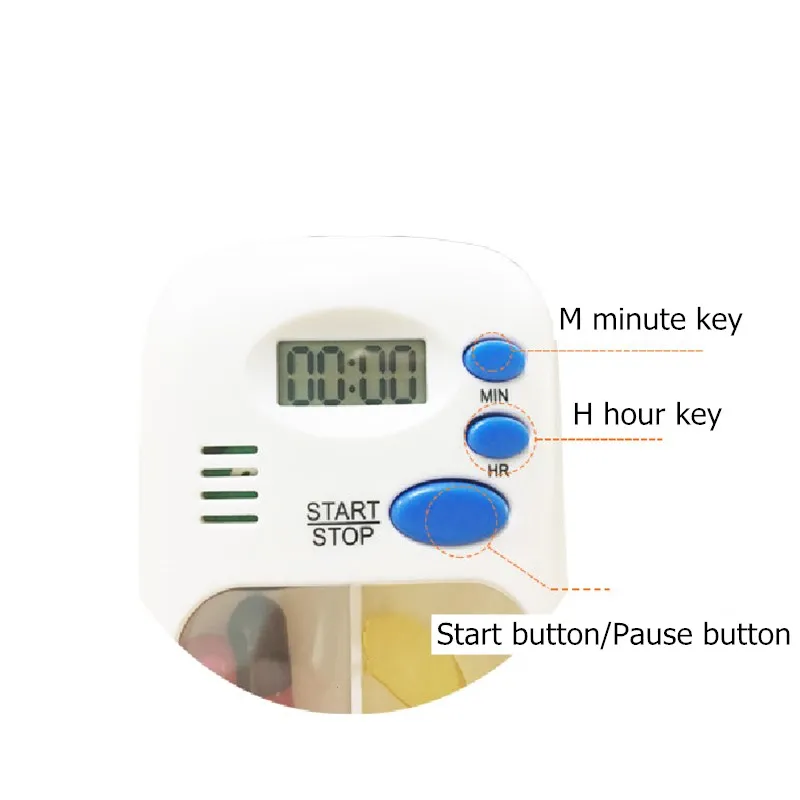 El-Pill Box Alarm Timer Mini Bærbare Dispenser Elektronisk Ur Påmindelse Akut Beskyttelse LED Display First Aid Kit 4