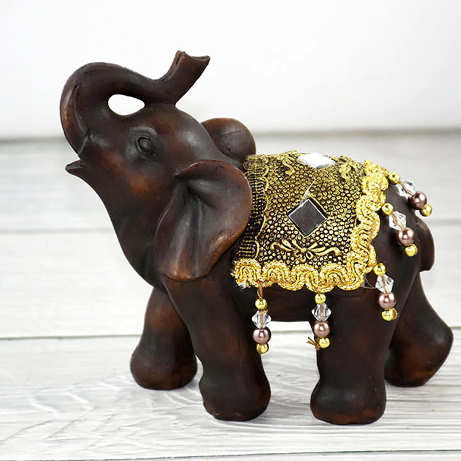 Kunstige Røde Træ Korn Harpiks Elefant Statue Desktop Håndværk Lucky Elephant Dekorationer Egnet Til Hjem, Kontor Dekoration 4