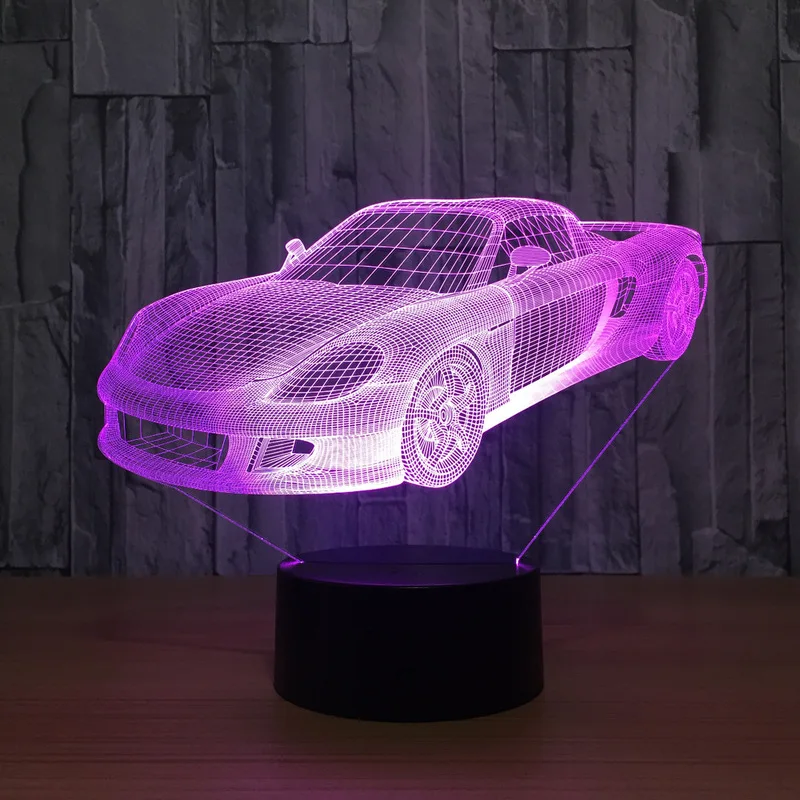 Super sportsvogn 3D-Nat Lys 7 farveskift LED Nat Lys USB-Smart Home Dekoration Nyhed Lampe Induktion bordlampe 4