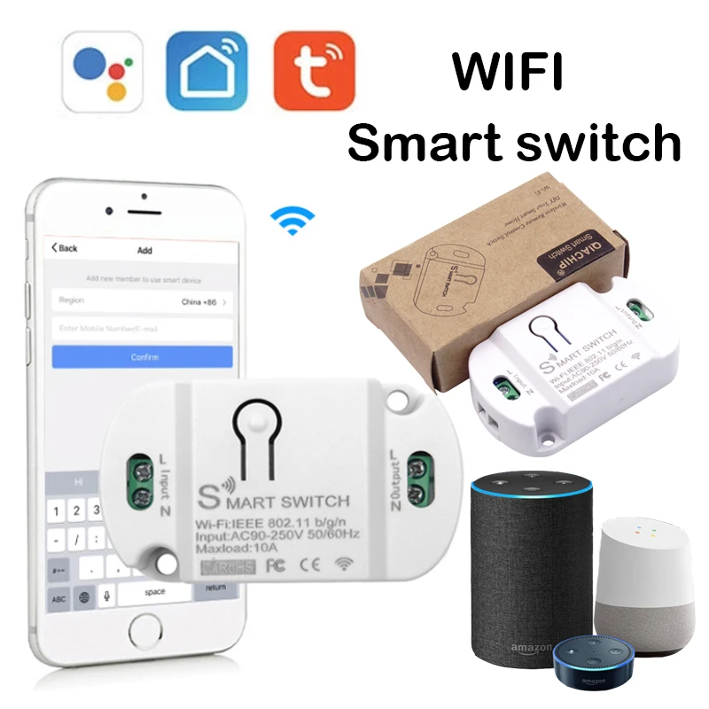 8/1-pc ' er tuya smart switch støtte alexa google smart liv app fjernbetjening 10A wifi bluetooth wireless light switch-modul 4