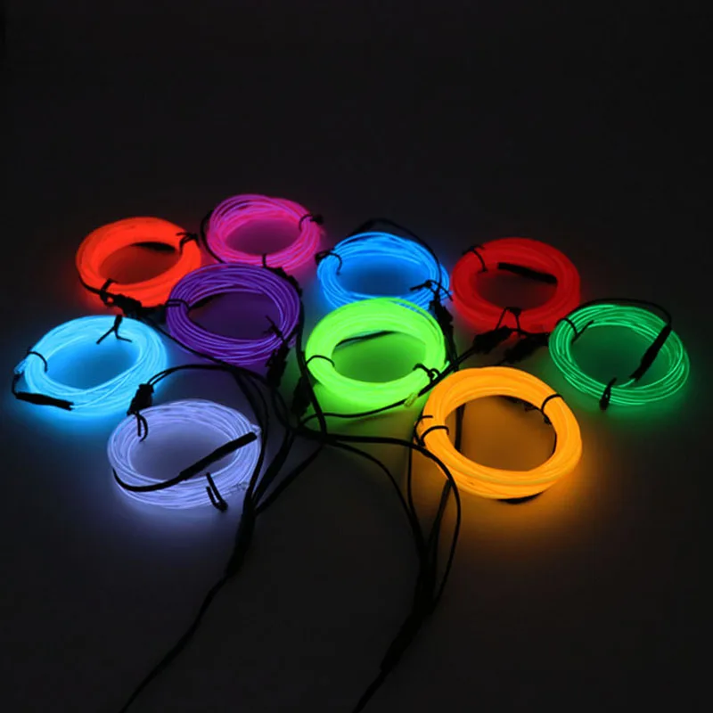 10 Farver 10M LED Strip EL Wire Rør Reb 4AAA batteridrevne Fleksibel Neon Koldt Lys Bil Party Brylluppet Indretning Gratis fragt 4