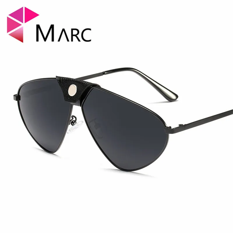 MARC Læder Dekoration Polariseret Solbriller Kvinder Brand Mode Spejl Pilot Reflekterende Belægning Nuancer Mænd UV400 Trendy 4