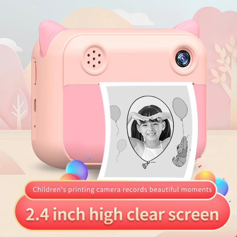 Børn Mini Instant Kamera, 1080P HD Digital Foto, Video, Kamera Kids Print Med Termisk Kamera Fotopapir 32GB TF Kort 4