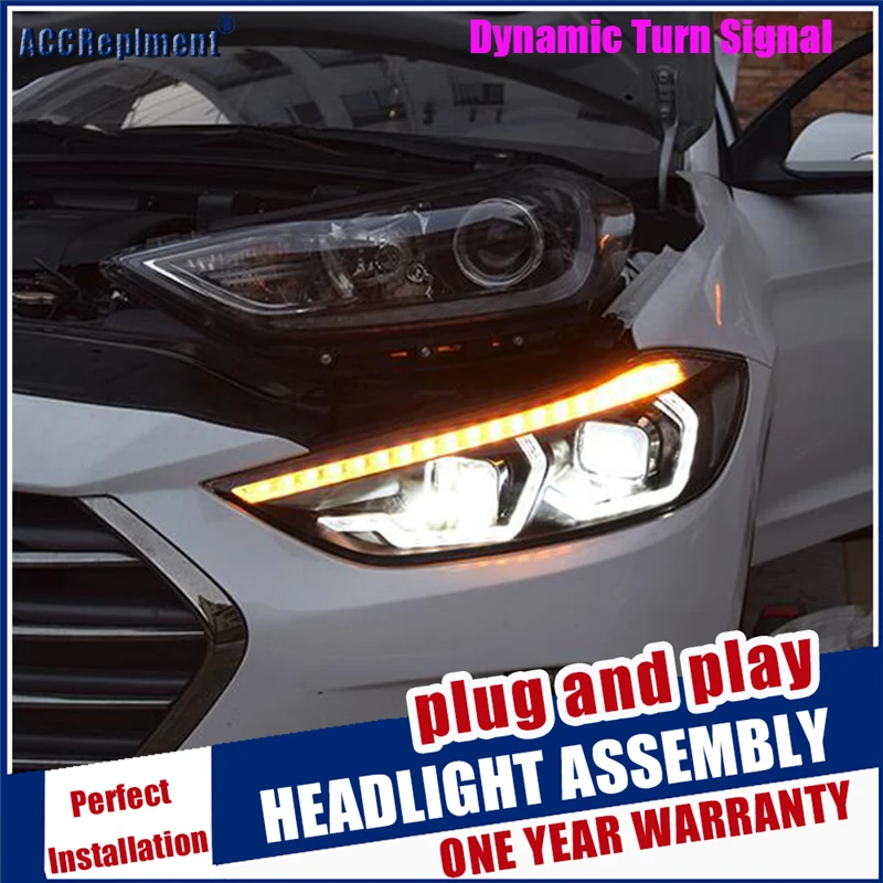 2016-2019 Dynamisk blinklys LED FORLYGTE Bil Styling til Elantra Forlygter bi-xenon Optik Projektor HID KIT led kørelys 4