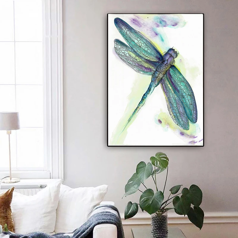 RELIABLI Plakater Og Prints Akvarel Dragonfly Kanvas at Male Billeder med Dyr, Væg Kunst Til stuen Dekorative Maleri 4