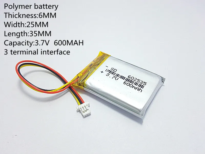 Levering lithium batteri lithium polymer batteri 602535 602535 +600 mah +3,7 V SD 4